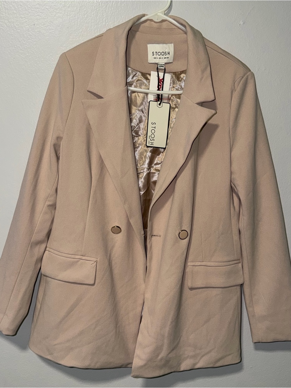Stoosh Blush Pink Double-Button Tailored Blazer